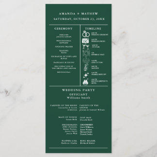 Smaragdgrünes Hochzeitsinfografik-Programm