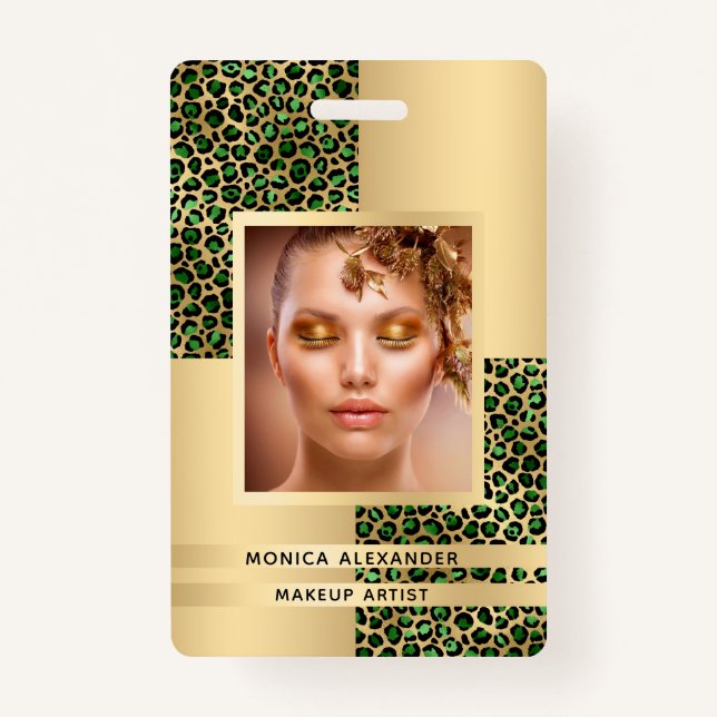 Smaragdgrünes Leopard Gold Foto Schönheit Ausweis (Vorderseite)
