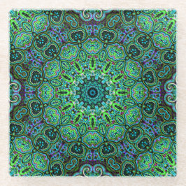 Smaragdgrünes Mandala-Design Glasuntersetzer