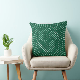 smaragdgrünes Nested Thin White Squares Tribal Kissen