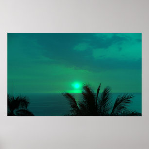 Smaragdgrünes Sonnenuntergang Poster