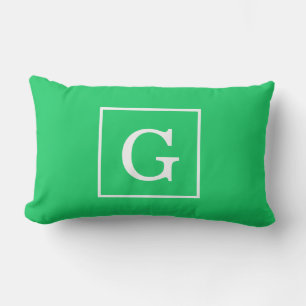 Smaragdgrünes weiß gerahmtes Initialmonogramm Lendenkissen