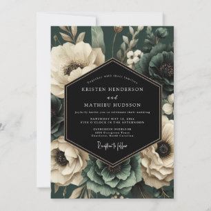 Smaragdhochzeit mit florale Romantik Einladung