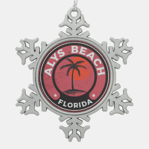 Smaragdküste 30 A Alys Strand-Floridas 30A Schneeflocken Zinn-Ornament