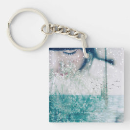 Smaragdmädchen-Grün-weißer Ozean doppelseitig Schlüsselanhänger