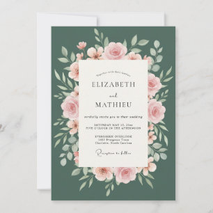Smaragdrote Brautkrone Hochzeit Einladung