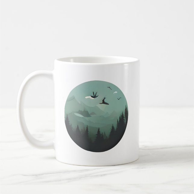 Smaragdspitzen und steil ansteigende Vögel Kaffeetasse (Links)
