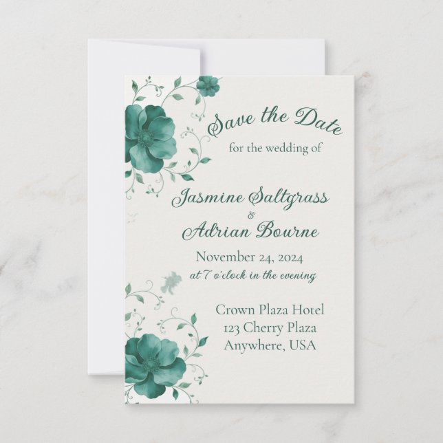 Smaragdvine-Hochzeit Save The Date (Vorderseite)