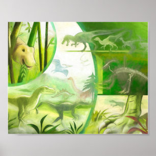 Smaragdwald Grüne Prähistorische Dinosaurier Leben Poster