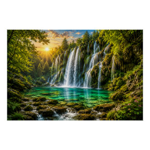 Smaragdwasserfall-Paradies Poster