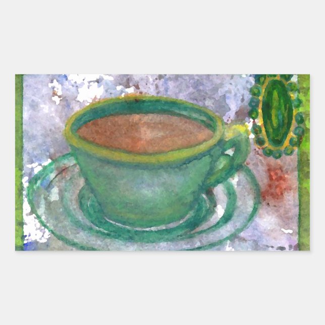 Smarald Coffee CricketDiane Kaffeekunst Rechteckiger Aufkleber (Vorderseite)