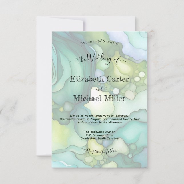 Smarald Dream: Moderner Hochzeitstil Einladung (Vorderseite)