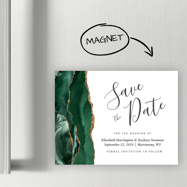 Smarald Green Agate Magnetic Wedding speichern das Magnetkarte (Von Creator hochgeladen)