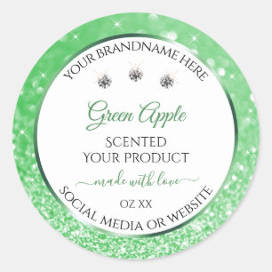 Smarald Green Glitzer White Product Labels Juwelen Runder Aufkleber