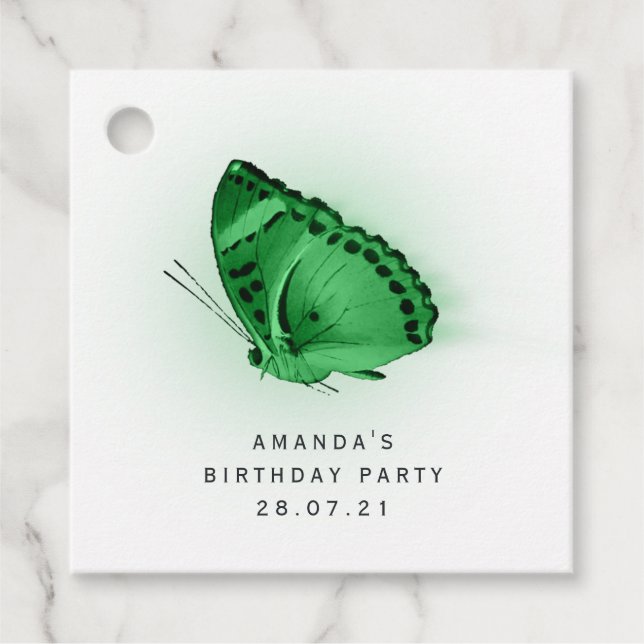 Smarald Green Glows Butterfly und Damask Geschenkanhänger (Vorderseite)
