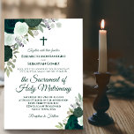 Smarald Green Rose Moderne katholische Hochzeit Einladung<br><div class="desc">Diese schöne Hochzeitseinladung ist perfekt für eine moderne katholische Zeremonie. Es zeichnet sich durch ein rustikales boho chic Design mit eleganten Schriftzeichen und handgemalten Aquarellfarben in smaragdgrünen und schluchgrünen Rose aus. Umfasst ein Kreuz oder ein Kruzifix und eine Formulierung, in der Ihre Gäste eingeladen werden, an einer Brautmesse teilzunehmen, die...</div>