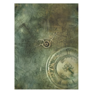 Smarald Green Rustic Steampunk Clock (5) Tischdecke