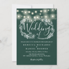 Smarald Green String Lights SkriptWedding Einladung