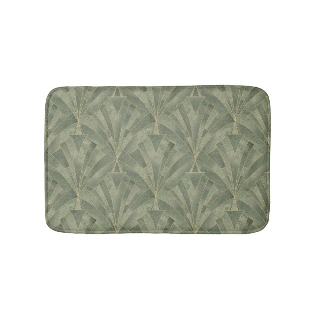 Smarald Green und Gold Art Deco Muster Badematte (Vorderseite)