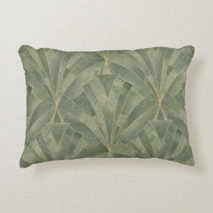 Smarald Green und Gold Art Deco Muster Dekokissen