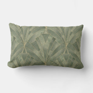 Smarald Green und Gold Art Deco Muster Lendenkissen