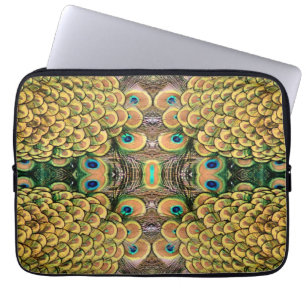 Smarald Green und Gold Peacock Feathers Laptopschutzhülle