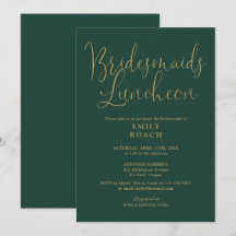 Smarald Green und Gold Script Bridesmaids Luncheon