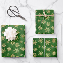 Smarald Green und Gold Snowflakes Weihnachten