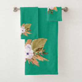 Smarald Green und Pampas Grass Badhandtuch Set