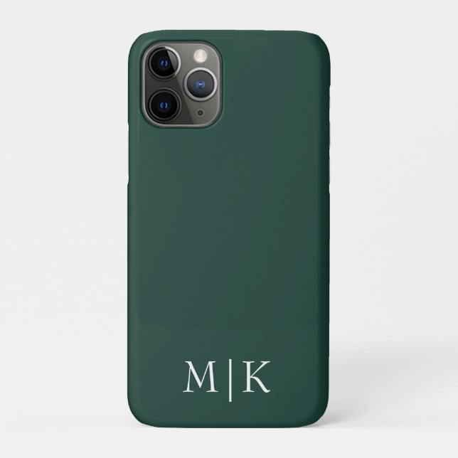 Smarald Green und White | Modernes Monogramm Case-Mate iPhone Hülle (Rückseite)