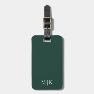 Smarald Green und White Modernes Monogramm Gepäckanhänger
