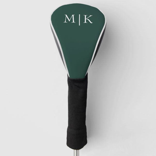 Smarald Green und White | Modernes Monogramm Golf Headcover (Vorderseite)