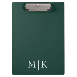 Smarald Green und White | Modernes Monogramm Klemmbrett