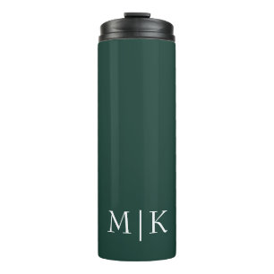 Smarald Green und White Modernes Monogramm Thermosbecher