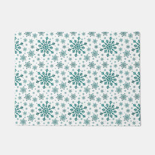 Smarald Green Weihnachtsschneeflocken auf Winter W Fußmatte