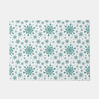 Smarald Green Weihnachtsschneeflocken auf Winter W Fußmatte