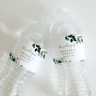 Smarald Greenery Wedding Water Flasche Label