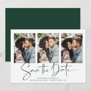 Smarald grüne handgeschriebene Hochzeit speichern  Save The Date