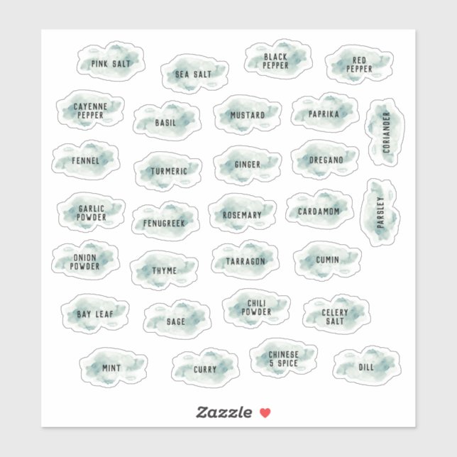 Smarald Watercolor Herb and Spice Labels (Blatt)