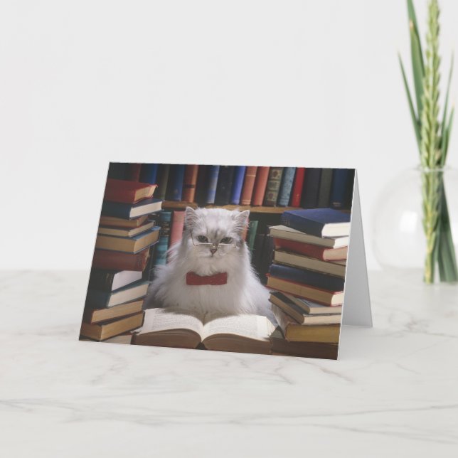 Smart-Abschluss-Katze Karte (Vorderseite)