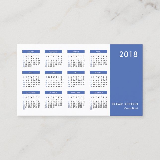 Smart Beruflich SImple Calendar Business Card Visitenkarte (Vorderseite)