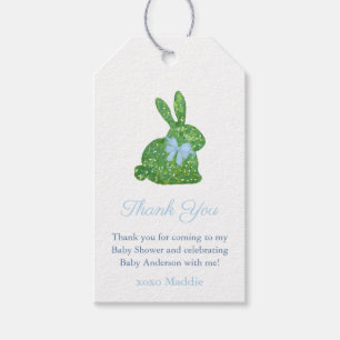 Smart Blue Green Topiary Bunny Baby Boy Dusche Geschenkanhänger
