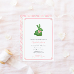 Smart Boxwood Bunny Rabbit Girl Baby Shower Party Einladung