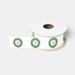 Smart Boxwood Wreath Monogram blau grün und weiß Ripsband