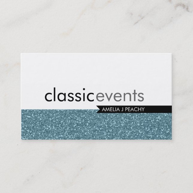 SMART BUSINESS CARD, einfache gliterblaue Textur Visitenkarte (Vorderseite)
