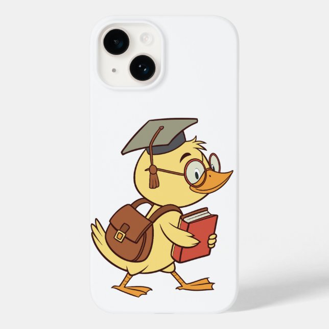 Smart Cartoon Duck Student Abschluss Case-Mate iPhone 14 Hülle (Rückseite)