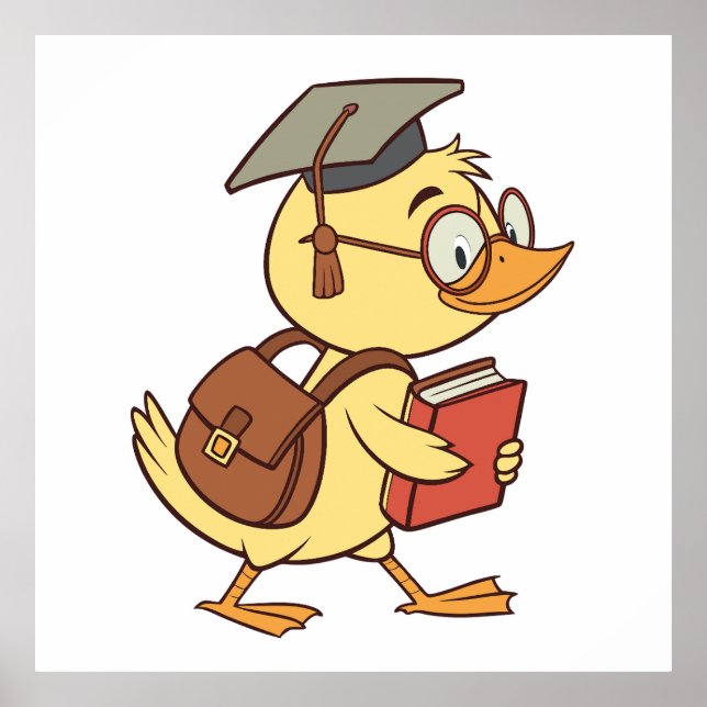 Smart Cartoon Duck Student Abschluss Poster (Vorne)