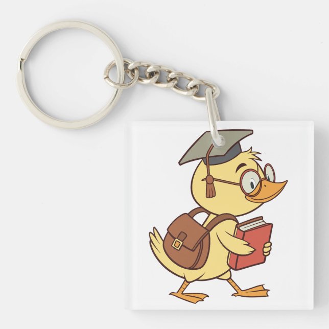 Smart Cartoon Duck Student Abschluss Schlüsselanhänger (Vorderseite)