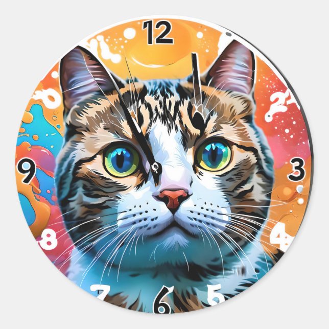 Smart Cat Watch Runder Aufkleber (Vorderseite)