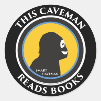 Smart Caveman Stickers: Diese Caveman liest Bücher Runder Aufkleber